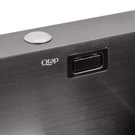 Фото Кухонна мийка з однією чашею в чорному кольорі Qtap D5050 2.7/1.0 мм нержавіюча сталь