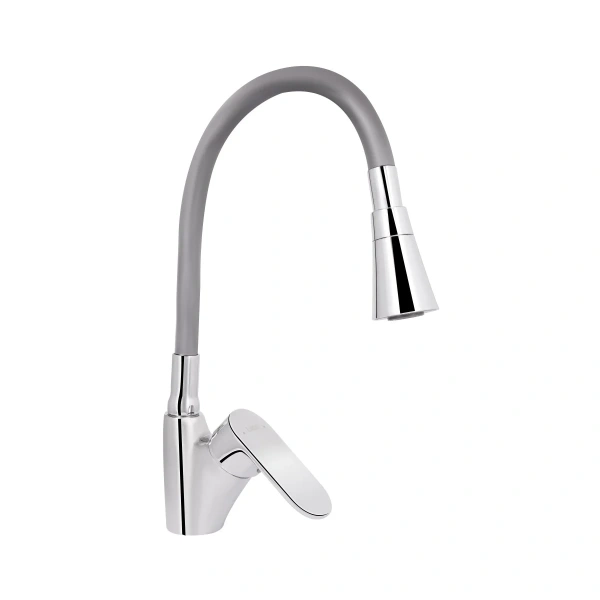 Змішувач для кухні Lidz Tani 007F3 з гнучким виливом (k40) Chrome/Grey