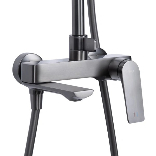 Душова система з виливом у кольорі збройна сталь телескопічна Qtap Vlasta