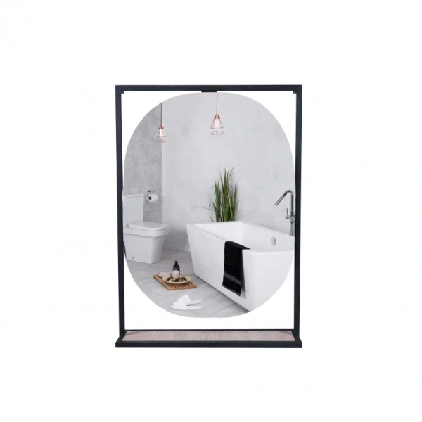 Дзеркало Qtap Taurus 800х850х140 Black/Whitish oak з LED-підсвічуванням