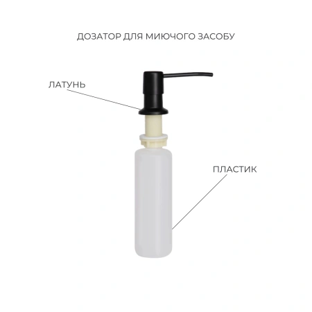 Фото Кухонна мийка на дві чаші у чорному кольорі PVD Lidz 78*43 Brush 3,0/1,0 мм + Дозатор + Кошик