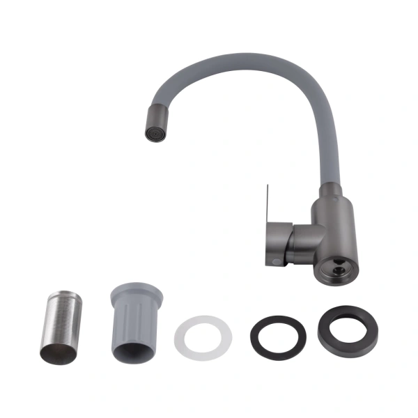 Фото Змішувач для кухні Pure 015F3, Graphite/Grey (k35) з гнучким виливом BRIPUR015F3GRG Brinex