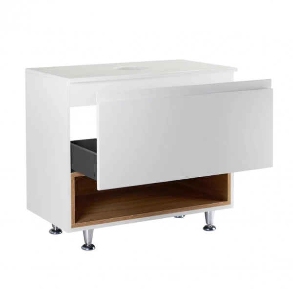 Тумба підлогова Qtap Robin 800х616х437 White/Whitish oak зі стільницею
