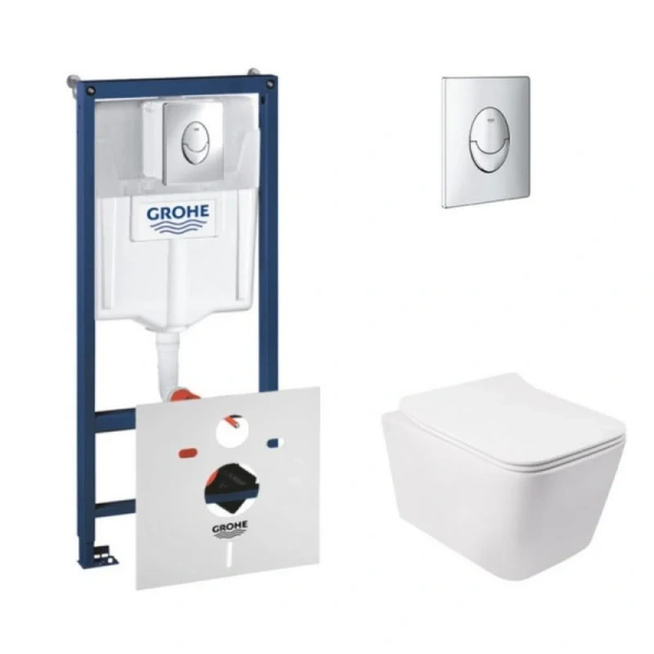 Набір унітаз з сидінням Qtap Crow + інсталяція Grohe Rapid SL