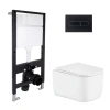 Готове рішення Qtap для ванної кімнати: підвісний унітаз Gemini Ultra Quiet 485x340x350 + комплект інсталяції Standard (лінійна клавіша Black)
