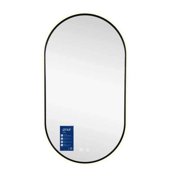 Дзеркало Qtap Scorpio (SC1) з LED-підсвічуванням Touch, з антизапотіванням, з димером, рег. темп. кольору (3000-6500K) Black