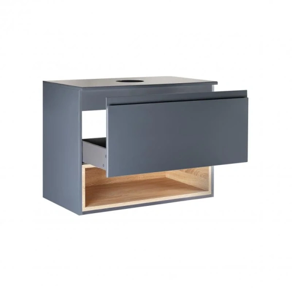 Тумба підвісна Qtap Robin 600х476х437 Graphite/Whitish oak зі стільницею
