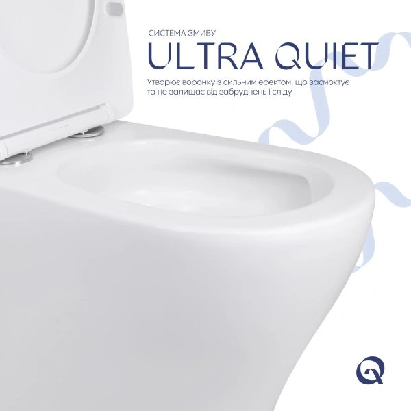 Унітаз підлоговий Qtap Virgo Ultra Quiet безобідковий з сидінням Soft-close WHITE