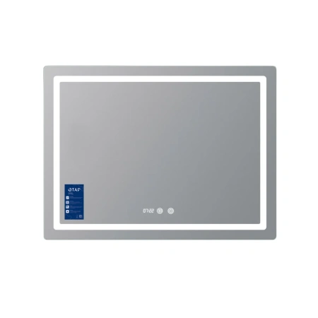 Дзеркало Qtap Mideya (MI2) 1000х800 з годинником, з LED-підсвічуванням Touch, з антизапотіванням, димером, рег. яскравості