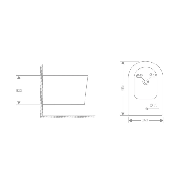 Біде підвісне Qtap Swan 485х360х320 мм, White
