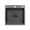 Фото Комплект кухонна мийка Kroner Schwarze-5050HM PVD + змішувач Ersel-GRP03393BLK + дозатор Spender-026