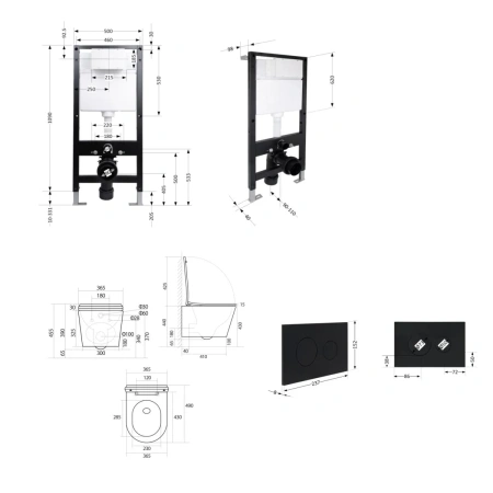 Готове рішення Qtap для ванної кімнати: підвісний унітаз Scorpio ML Ultra Quiet 490x365x325 + комплект інсталяції Standard (кругла клавіша Black)