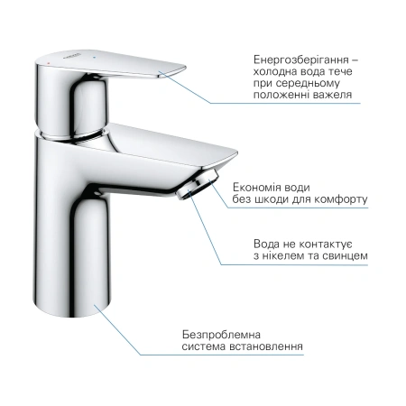Фото Набір змішувачів Grohe Quickfix термостат для душу з душовим гарнітуром Precision Flow THM та змішувач для раковини StartEdge S-Size