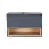 Тумба підвісна Qtap Robin 700х476х437 Graphite/Whitish oak зі стільницею