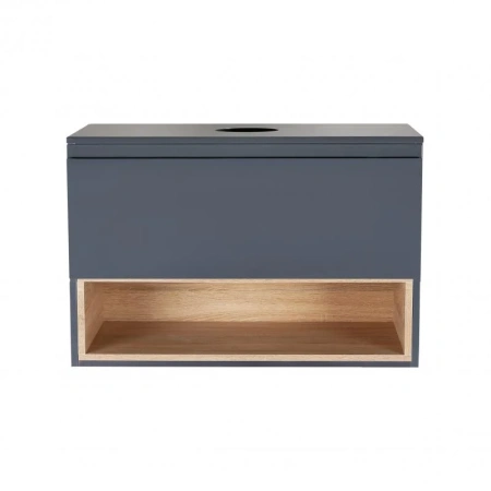 Тумба підвісна Qtap Robin 700х476х437 Graphite/Whitish oak зі стільницею
