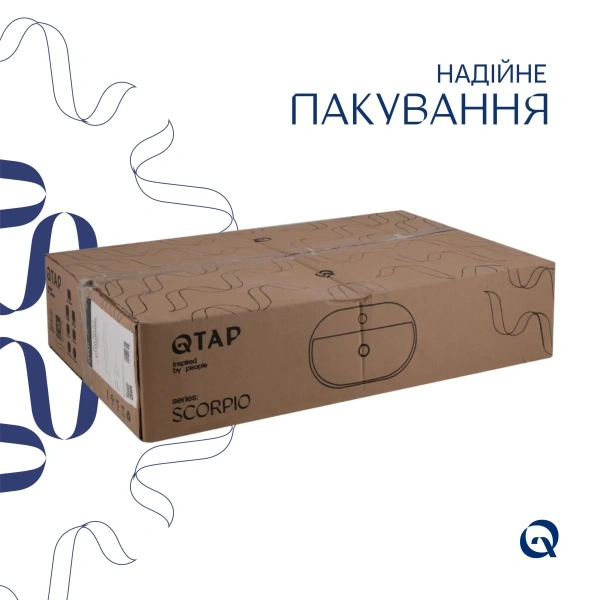Комплект Qtap Scorpio: Раковина накладна овальна 600х400х120 мм White + Донний клапан PU02 QT14112203WN47315