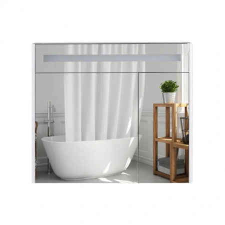 Дзеркальна шафа підвісна Qtap Robin 800х730х145 White з LED-підсвічуванням