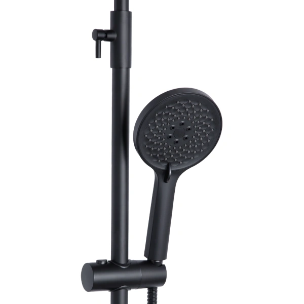 Душова система з виливом у чорному кольорі телескопічна Qtap Taurus
