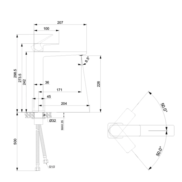 Змішувач латунний для раковини високий Lidz Orion (хром)