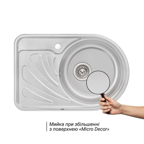 Фото Кухонна мийка Qtap 6744R Micro Decor 0,8 мм