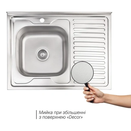 Фото Кухонна мийка Lidz 6080-L Decor 0,8 мм