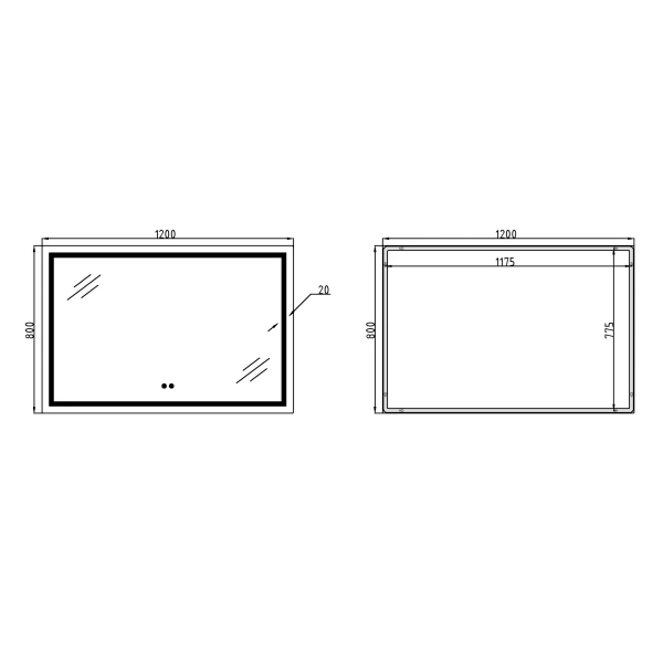 Дзеркало Qtap Mideya LED з антизапотіванням 1200х800