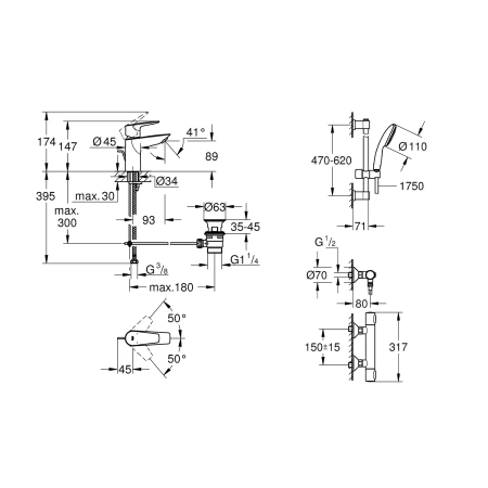 Фото Комплект змішувачів для душу з термостатом Grohe QuickFix
