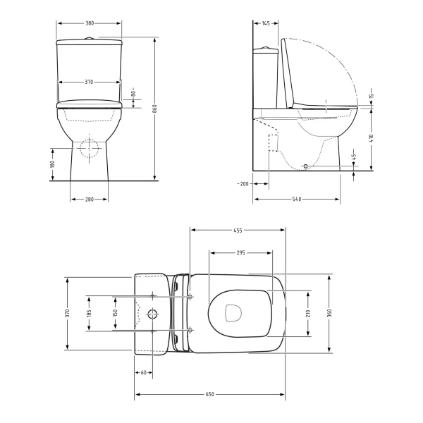 Унітаз-компакт Qtap Crow безобідковий