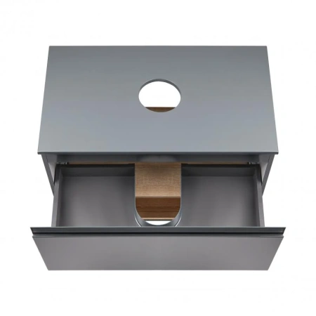 Тумба підвісна Qtap Robin 800х476х437 Graphite/Whitish oak зі стільницею