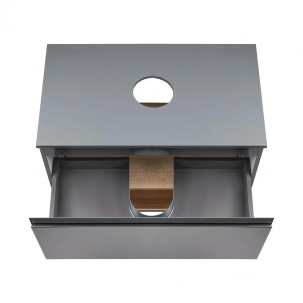 Тумба підвісна Qtap Robin 800х476х437 Graphite/Whitish oak зі стільницею