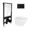 Готове рішення Qtap для ванної кімнати: підвісний унітаз Jay Rimless 485x360x320 + комплект інсталяції Standard (лінійна клавіша Black)