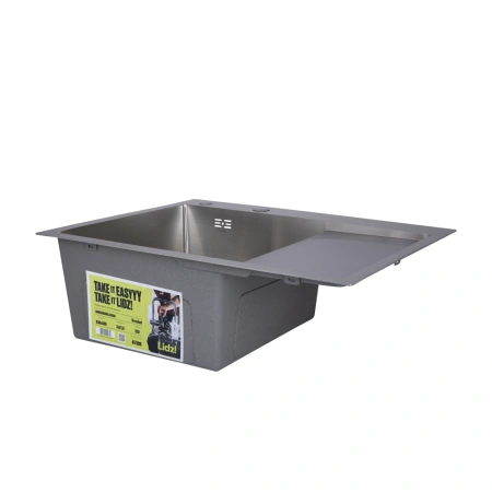 Фото Кухонна мийка з нержавіючої сталі 63*50R крило праворуч Brushed Steel 3,0/1,0 мм Lidz