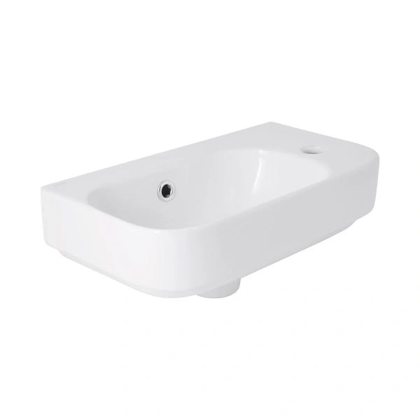 Раковина підвісна Tern 450х250х158 мм, White, права, прямокутна, без донного клапана Qtap