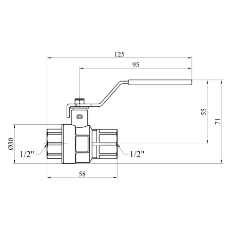 Кран кульовий Kroner 1/2" ВВ PN40 ручка, нікельований