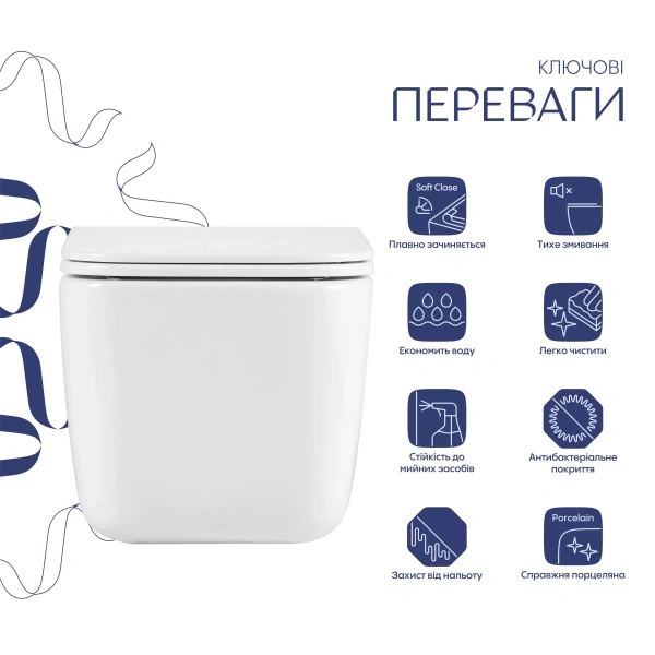 Унітаз підвісний Qtap Gemini Ultra Quiet 485×340×350 мм, White, з сидінням Slim Duroplast / Soft-close / Quick Release
