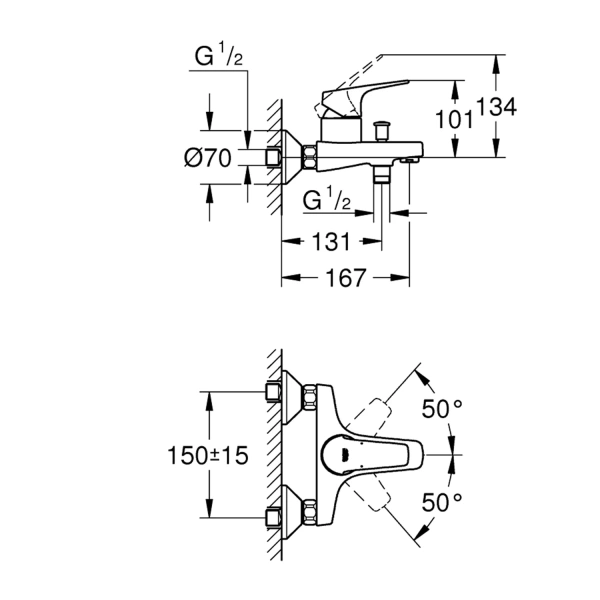 Фото Змішувач для ванни Grohe Start Flow