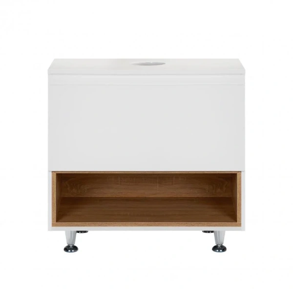 Тумба для підлоги Qtap Robin 700х616х437 White/Whitish oak зі стільницею