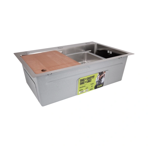 Фото Мийка для кухні Lidz Handmade 680x450 мм сталева інтегрована Brushed Steel