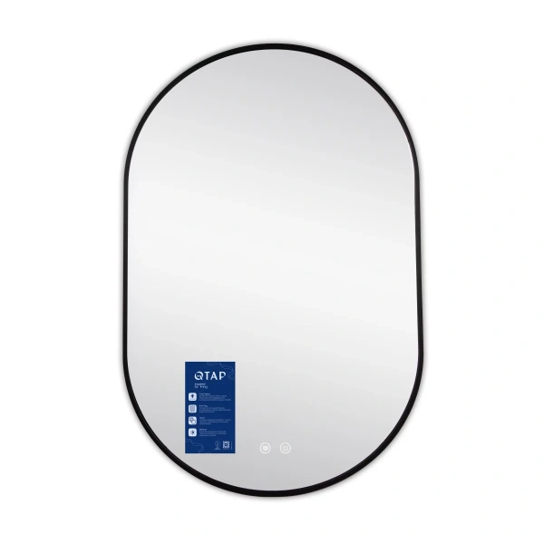 Дзеркало Qtap Scorpio (SC1) з LED-підсвічуванням Touch, з антизапотіванням, з димером, рег. темп. кольору (3000-6500K) Black