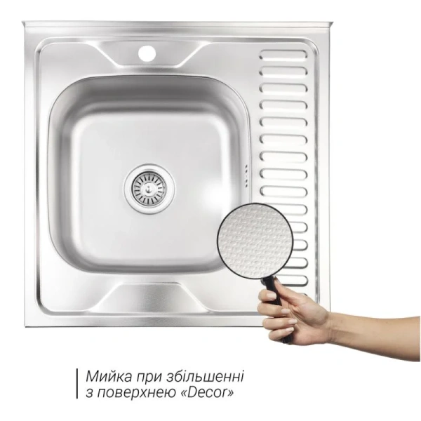 Фото Кухонна мийка Lidz 6060-L Decor 0,8 мм