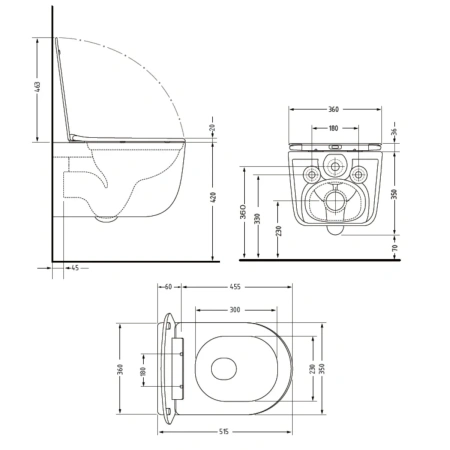 Унітаз підвісний Qtap Taurus Ultra Quiet 515×360×350 мм, Matt Black, з сидінням Slim Duroplast / Soft-close / Quick Release