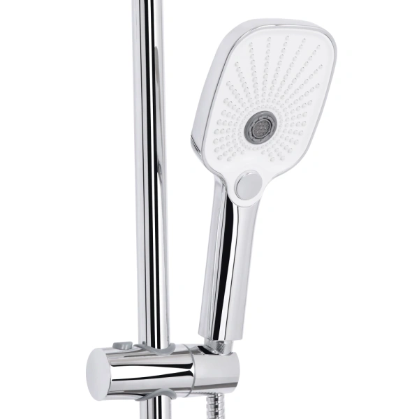 Душова система на три споживача (з виливом) хром-білий телескопічна 815-1200 мм Qtap Gemini