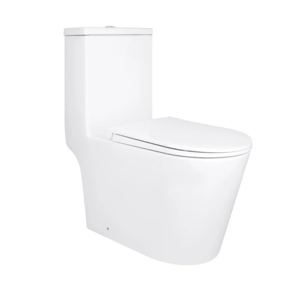 Унітаз-моноблок підлоговий Qtap Kolibri Ultra Quiet безобідковий з сидінням Soft-close WHITE