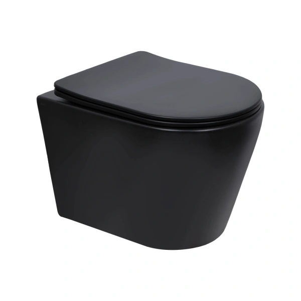 Унітаз підвісний у чорному кольорі 520x365x365 мм з сидінням з мікроліфтом Slim Duroplast Qtap Scorp