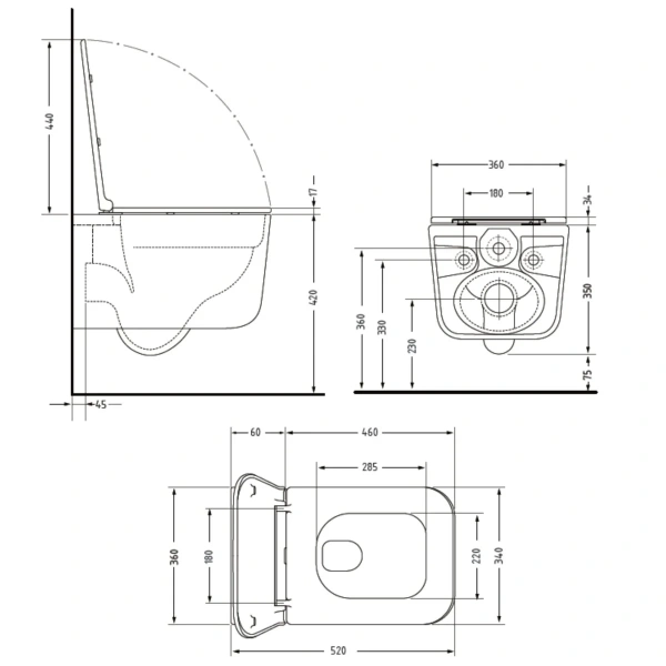 Унітаз підвісний Qtap Gemini Ultra Quiet 485×340×350 мм, Matt Black, з сидінням Slim Duroplast / Soft-close / Quick Release