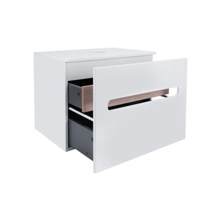 Тумба підвісна Qtap Virgo 600х476х469 White/Whitish oak зі стільницею