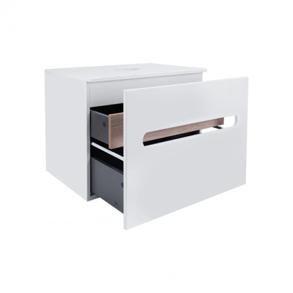 Тумба підвісна Qtap Virgo 600х476х469 White/Whitish oak зі стільницею