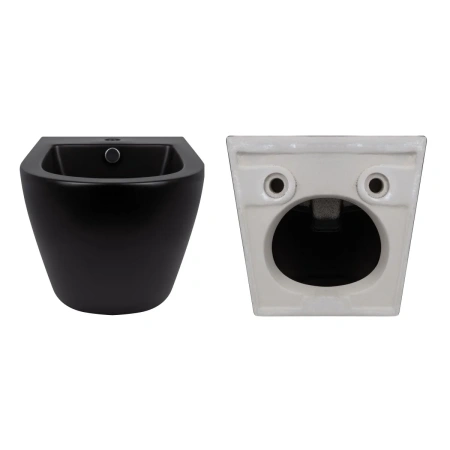 Комплект Qtap Robin Matt Black 2 в 1: унітаз підвісний Ultra Quiet QT13332381АSMB + біде підвісне