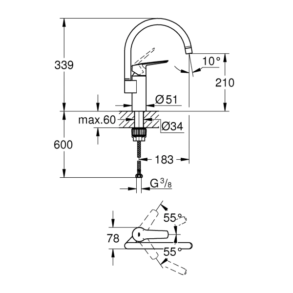 Фото Змішувач для кухні Grohe QuickFix Start