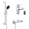 Набір змішувачів Grohe Quickfix термостат для душу з душовим гарнітуром Precision Flow THM та змішувач для раковини StartEdge S-Size